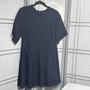 Zara Women's Lace Crochet Overlay Sheath Dress - Size Medium
